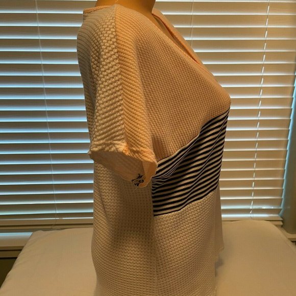 NWT DAYTRIP BUCKLE PEACH/WHITE COLOR BLOCK WAFFLE TOP MEDIUM - Picture 4 of 6